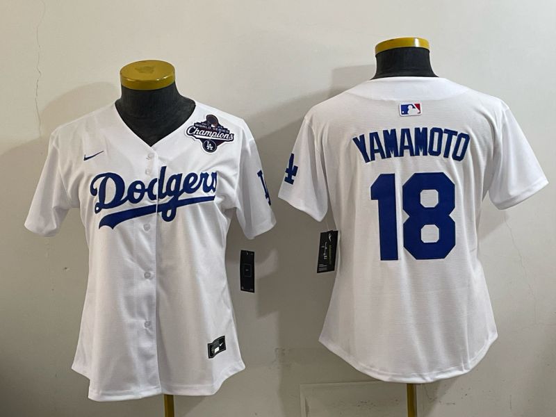 Women 2026 Nike Los Angeles Dodgers #18 Yamamoto White Game MLB Jersey 04